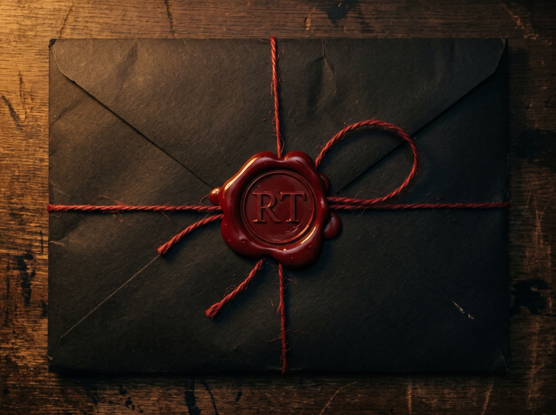 An old envelope sealed with red wax